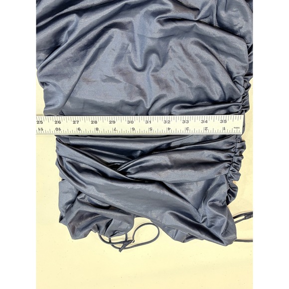 Lucy in the Sky Navy Ruched Bodycon Mini Dress Spaghetti Strap V-Neck Size M - Picture 5 of 8